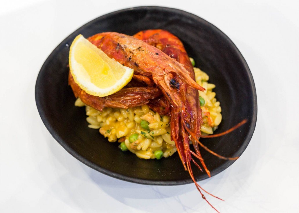 Carabineros prawns with shellfish rice