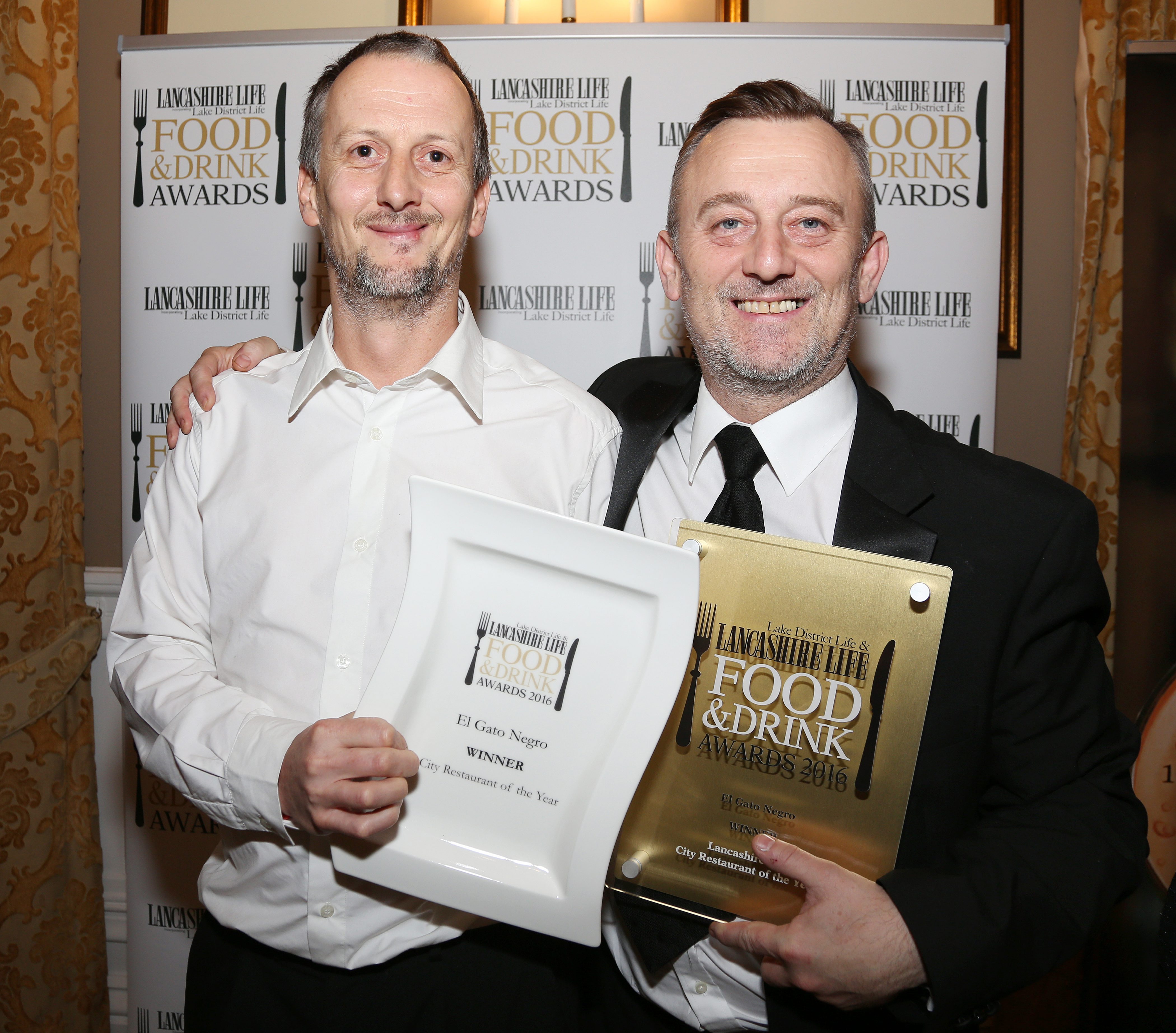 City Restaurant of the Year winner was El Gato Negro, Manchester. Photographed here are Richard Jones and Simon Shaw