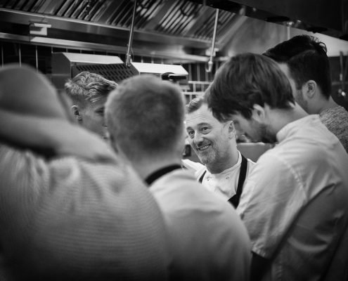 Chef Simon Shaw and kitchen team